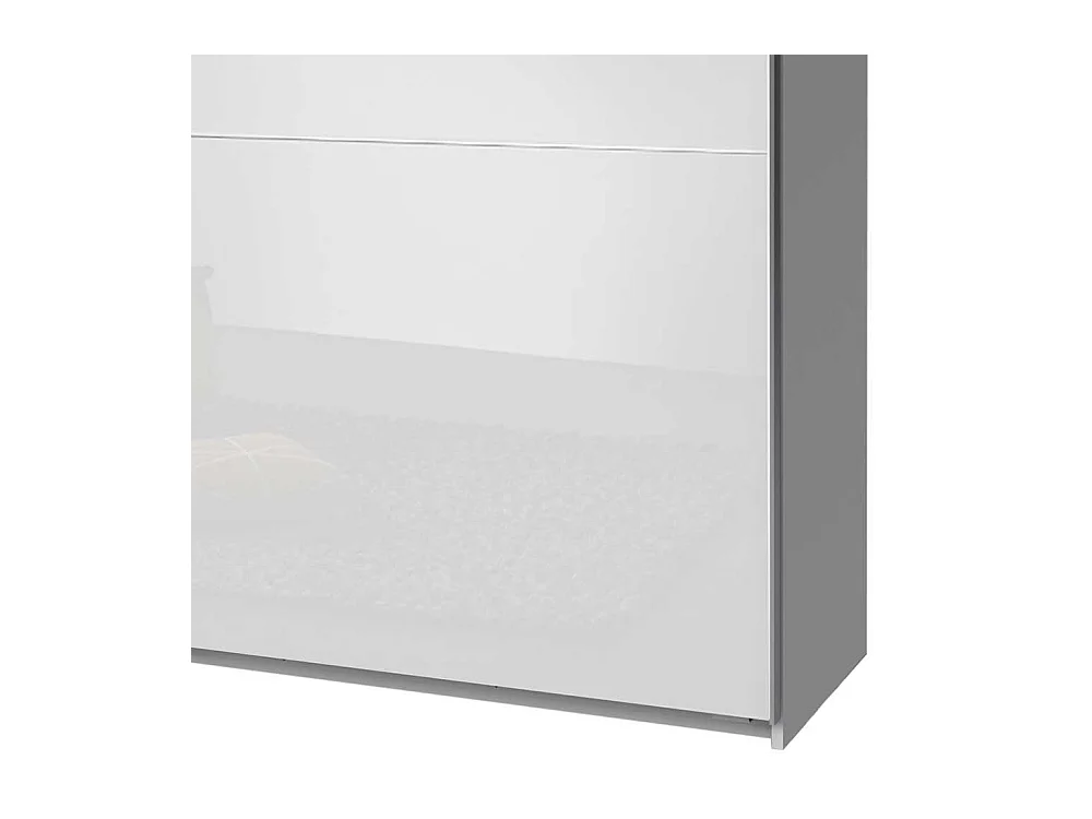 Funktions Kleiderschrank in Weiß vier Schubladen und Spiegel innen