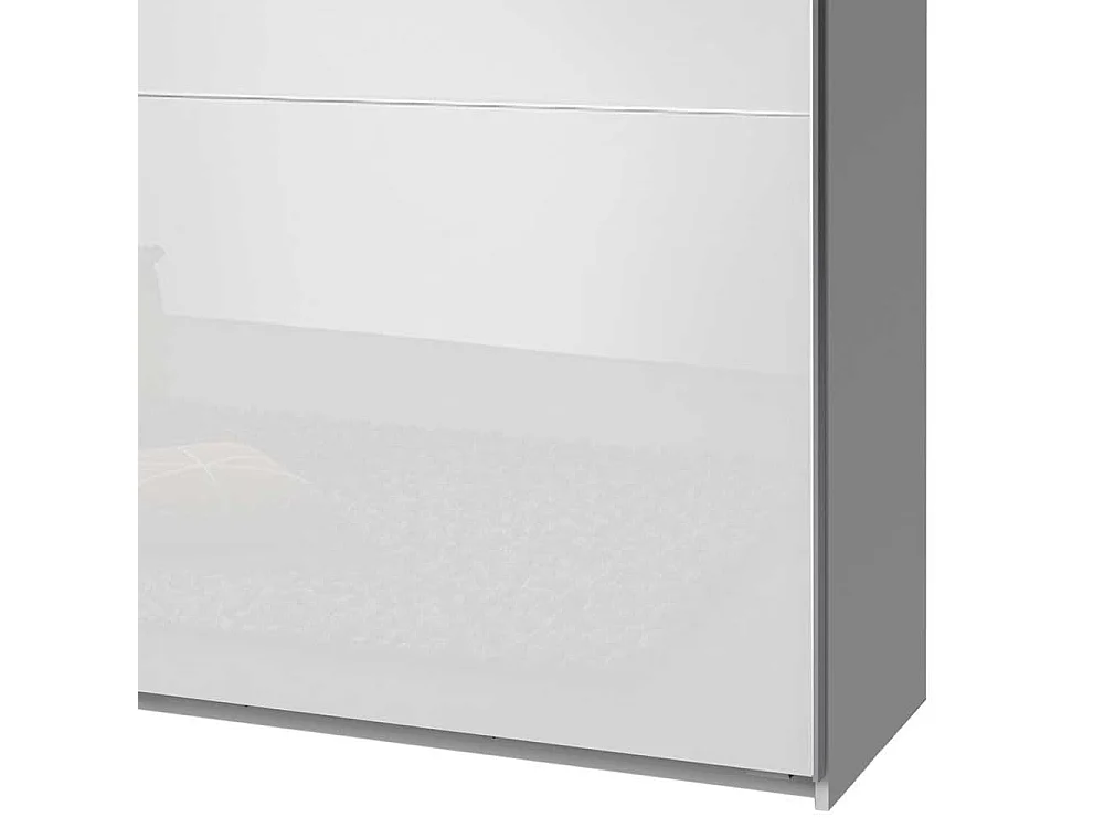 Funktions Kleiderschrank in Weiß vier Schubladen und Spiegel innen