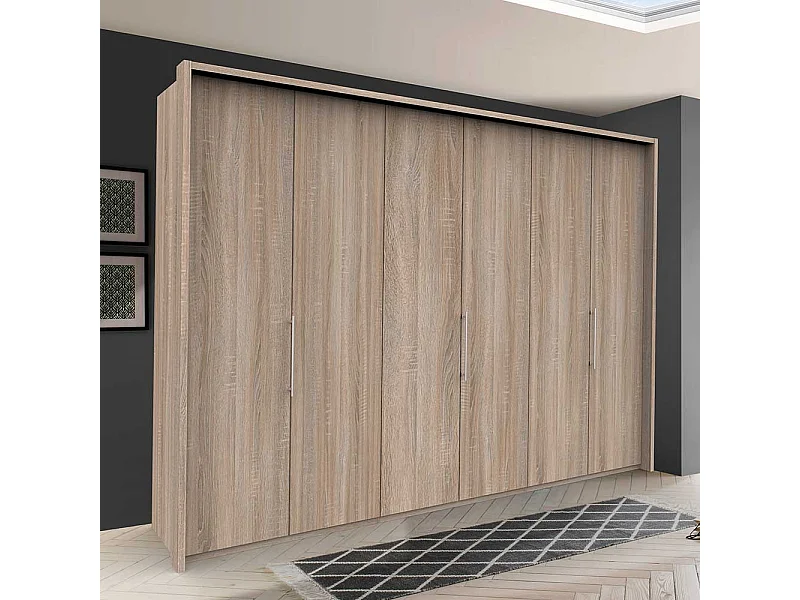 XXL Schlafzimmerschrank mit drei Falttüren Eiche Sägerau