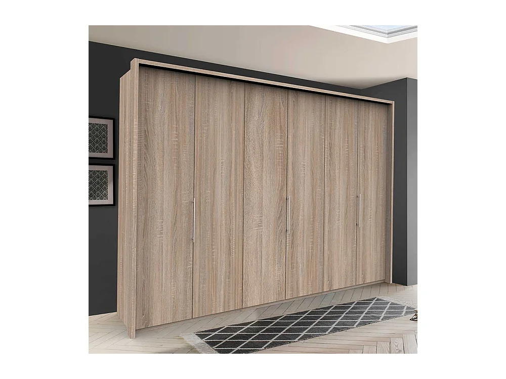XXL Schlafzimmerschrank mit drei Falttüren Eiche Sägerau