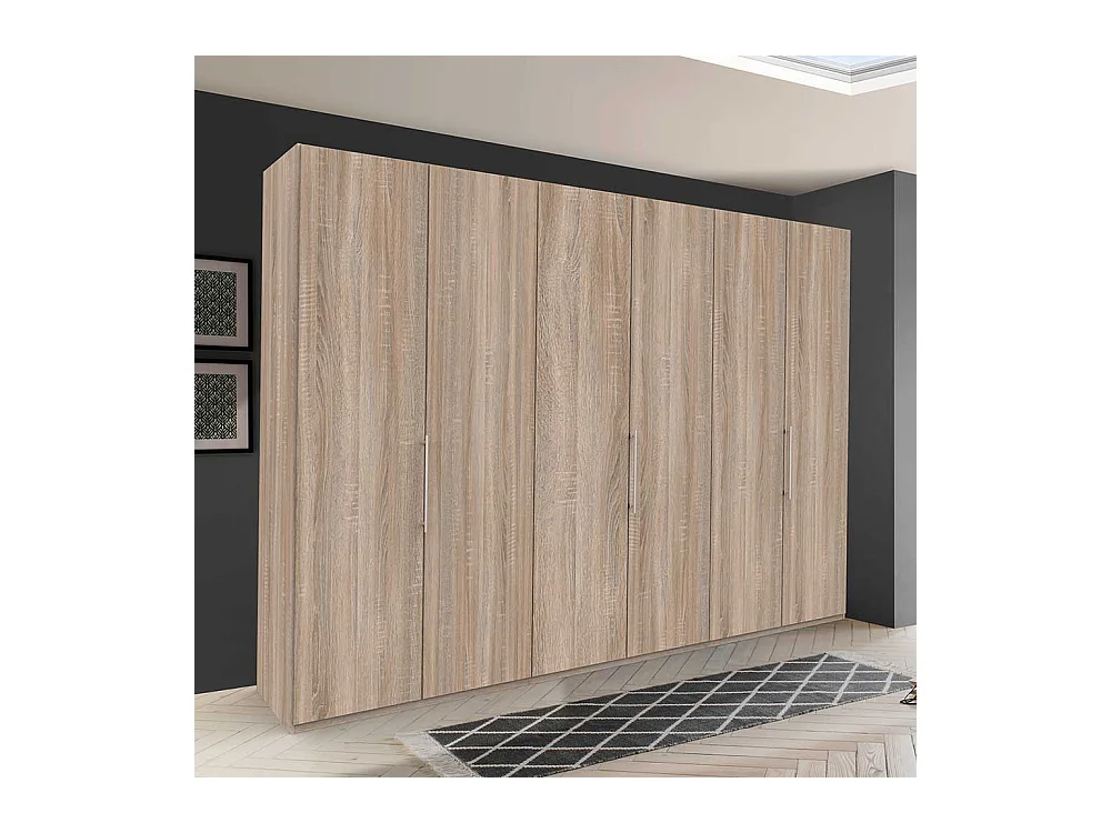 XXL Schlafzimmerschrank mit drei Falttüren Eiche Sägerau