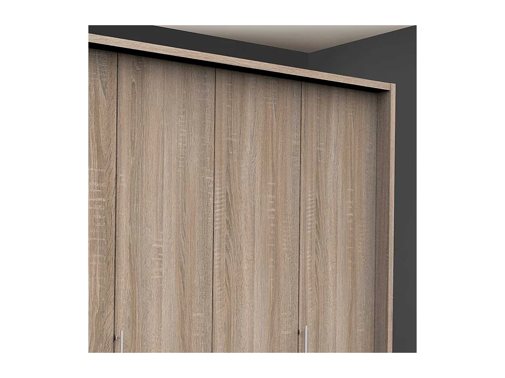 XXL Schlafzimmerschrank mit drei Falttüren Eiche Sägerau
