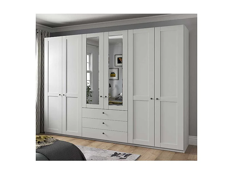 Kleiderschrank Landhausstil in Weiß 300 cm breit - 216 cm hoch