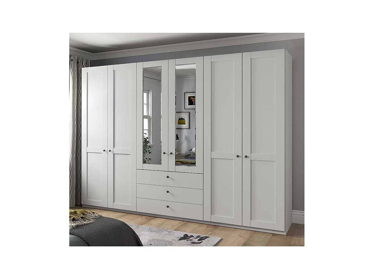 Kleiderschrank Landhausstil in Weiß 300 cm breit - 216 cm hoch
