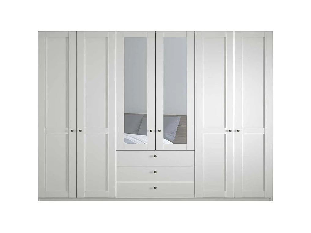 Kleiderschrank Landhausstil in Weiß 300 cm breit - 216 cm hoch