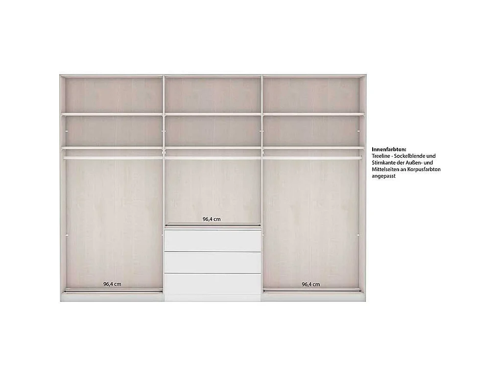 Kleiderschrank Landhausstil in Weiß 300 cm breit - 216 cm hoch