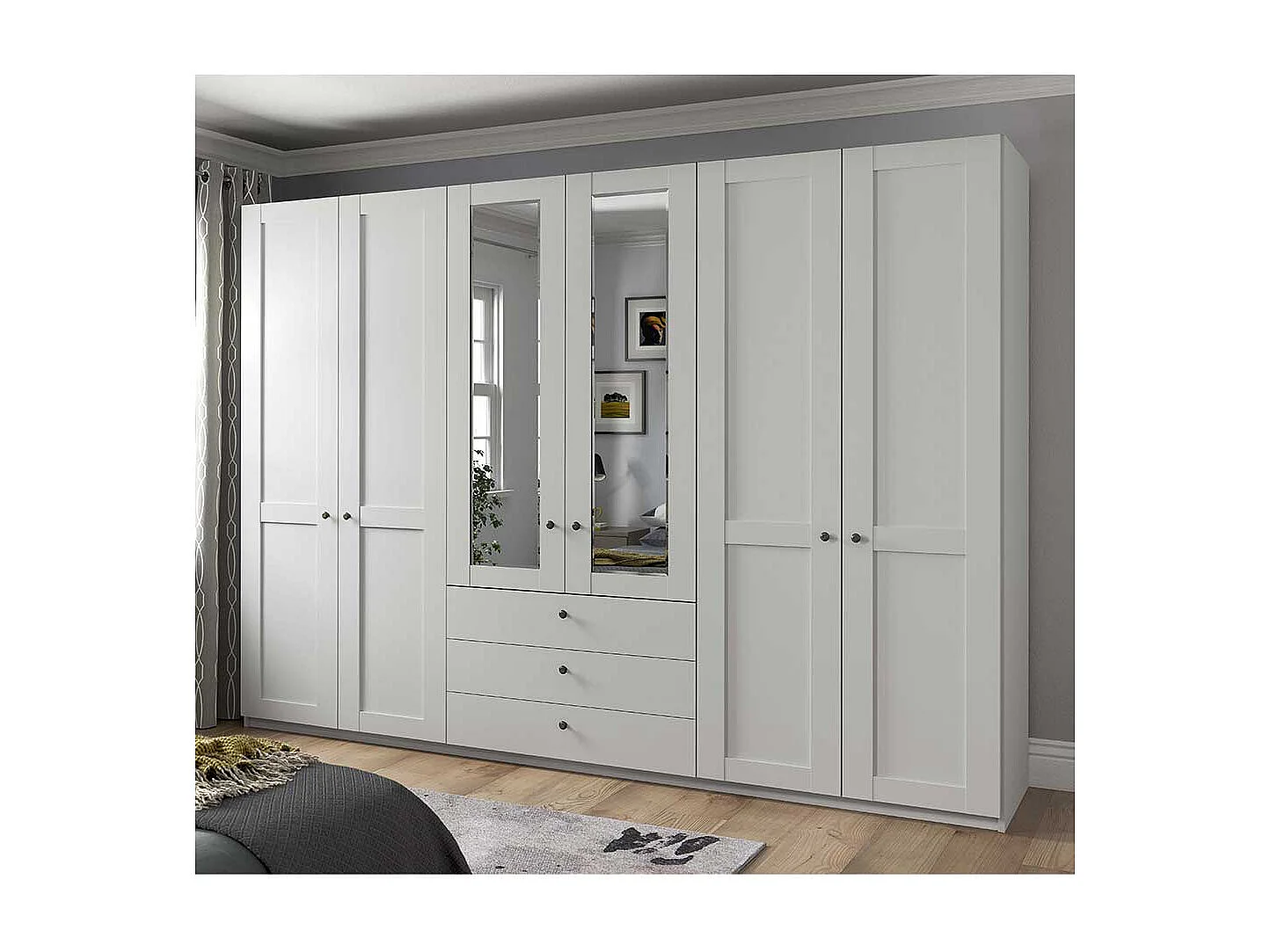 Kleiderschrank Landhausstil in Weiß 300 cm breit - 216 cm hoch
