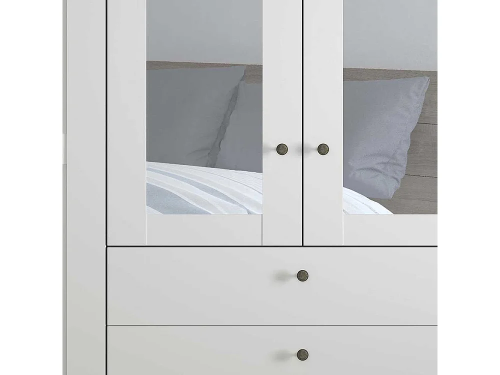 Kleiderschrank Landhausstil in Weiß 300 cm breit - 216 cm hoch