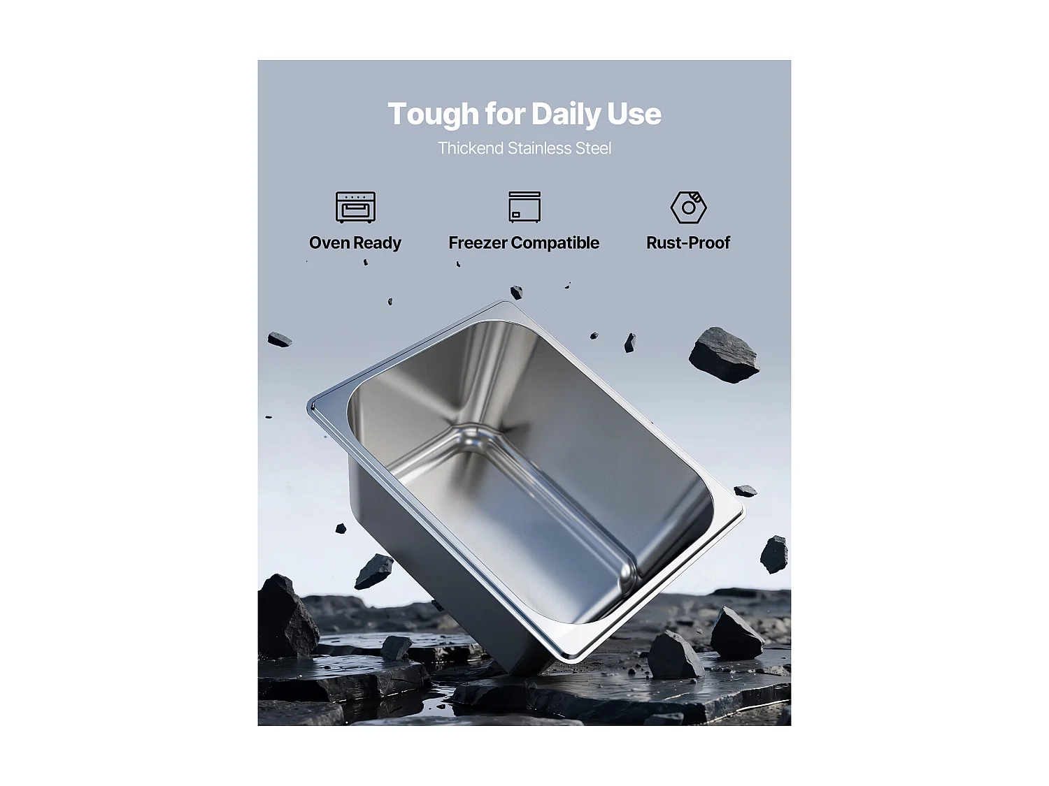 Pojemnik Gastronorm SucceBuy GN 1/2, Pojemnik do Gastronomii ze Stali Nierdzewnej 2Szt 9 L, Pojemnik ze Stali Nierdzewnej do Żywności Głębokość 14,9 cm