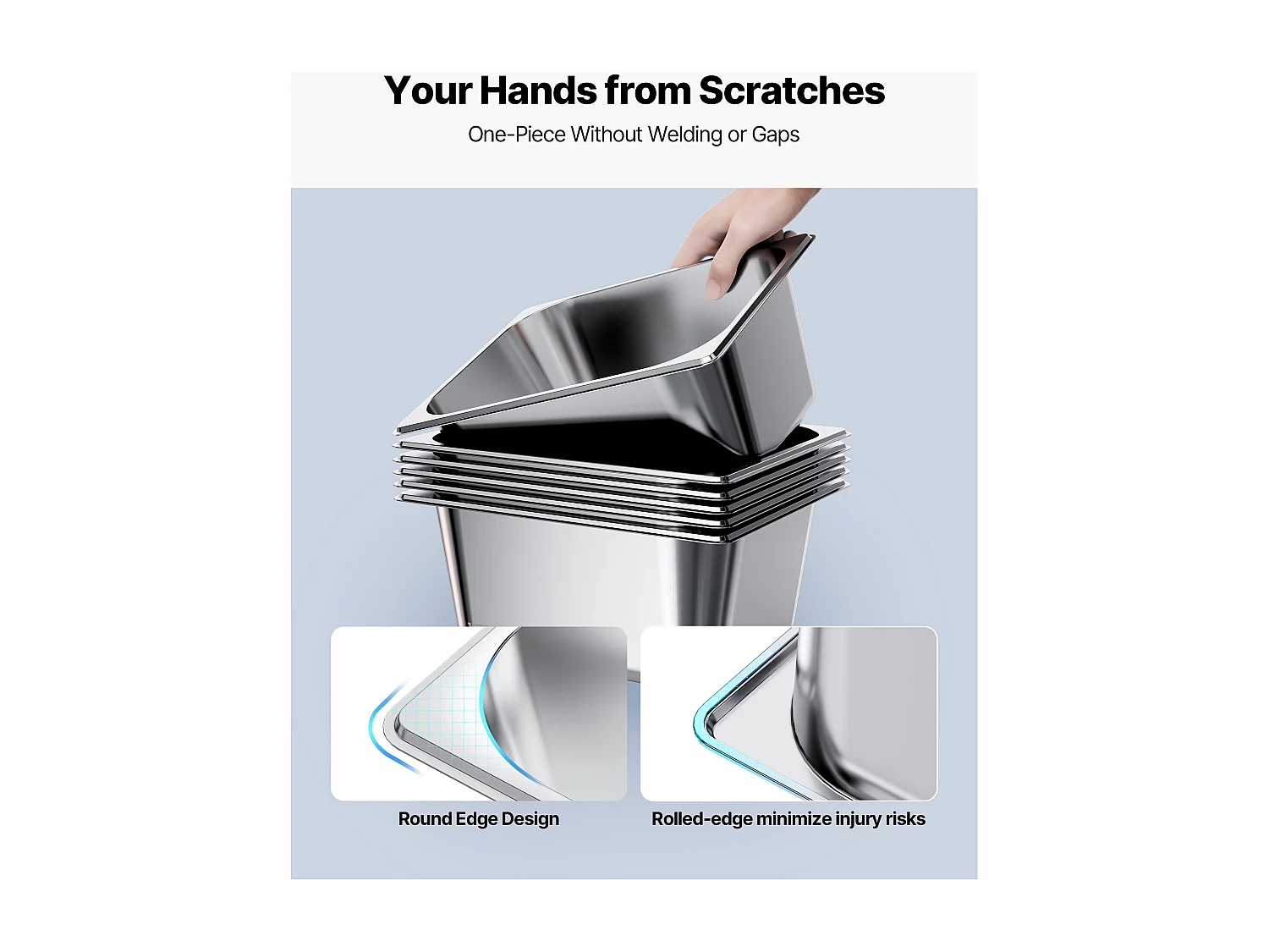 Pojemnik Gastronorm SucceBuy GN 1/2, Pojemnik do Gastronomii ze Stali Nierdzewnej 2Szt 9 L, Pojemnik ze Stali Nierdzewnej do Żywności Głębokość 14,9 cm