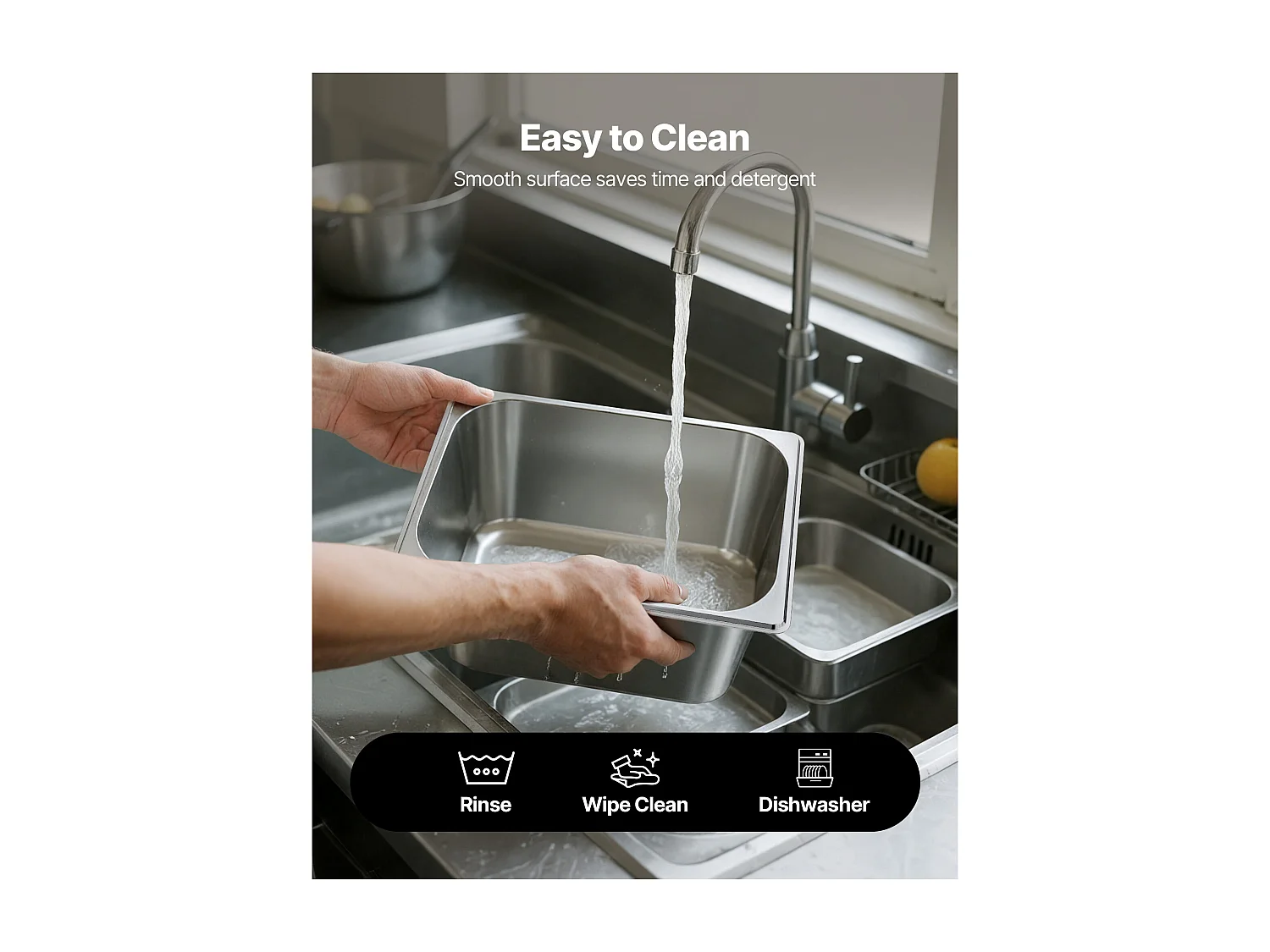 Pojemnik Gastronorm SucceBuy GN 1/2, Pojemnik do Gastronomii ze Stali Nierdzewnej 2Szt 9 L, Pojemnik ze Stali Nierdzewnej do Żywności Głębokość 14,9 cm