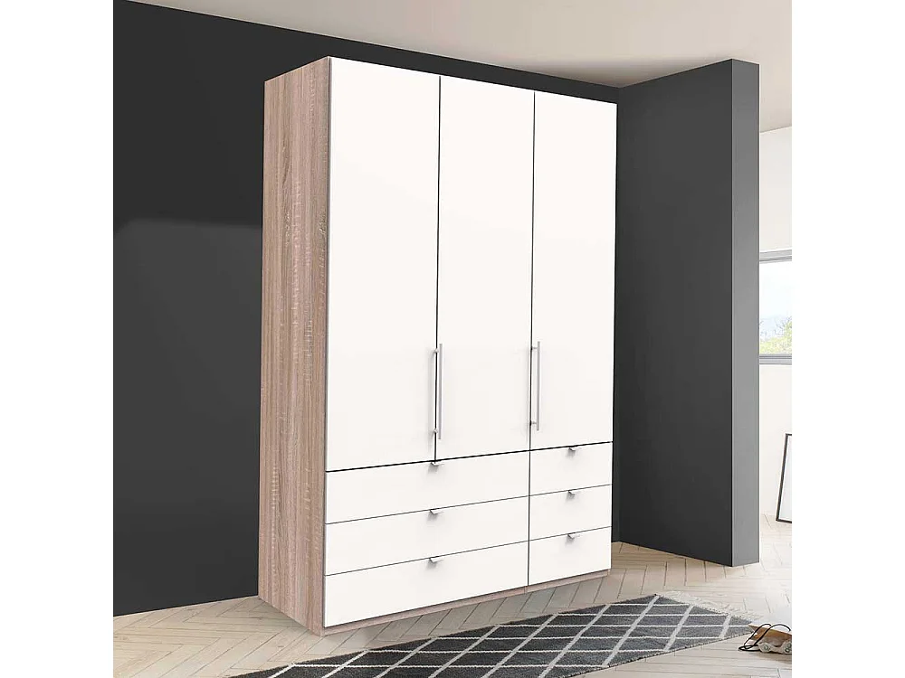 Kompakter Kleiderschrank mit sechs Schubladen und zwei Türen modern