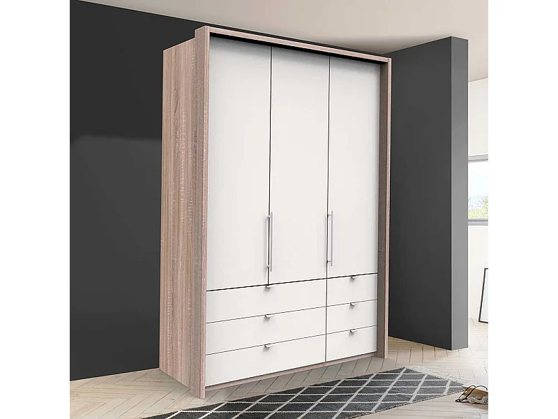 Kompakter Kleiderschrank mit sechs Schubladen und zwei Türen modern