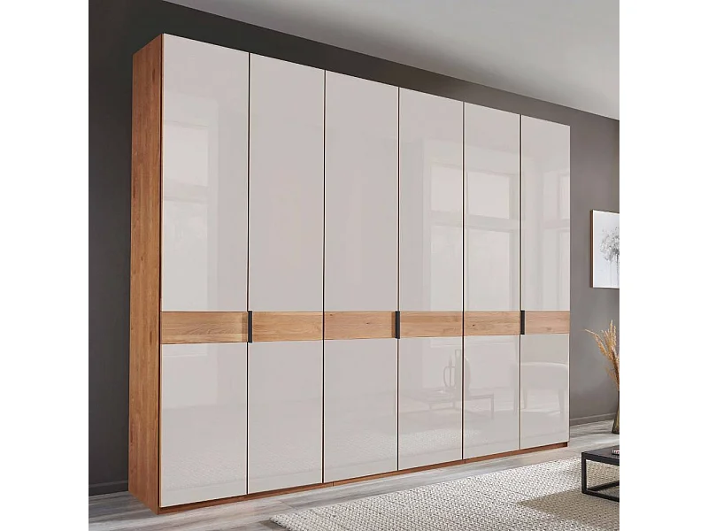 Kleiderschrank Glasfront Schrank in Weiß und Erlefarben