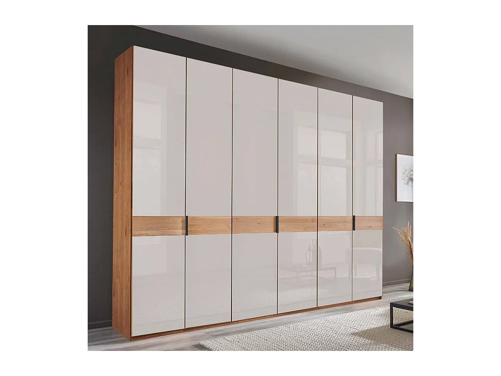 Kleiderschrank Glasfront Schrank in Weiß und Erlefarben