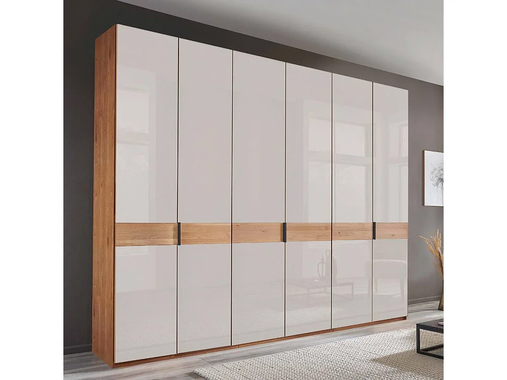 Kleiderschrank Glasfront Schrank in Weiß und Erlefarben