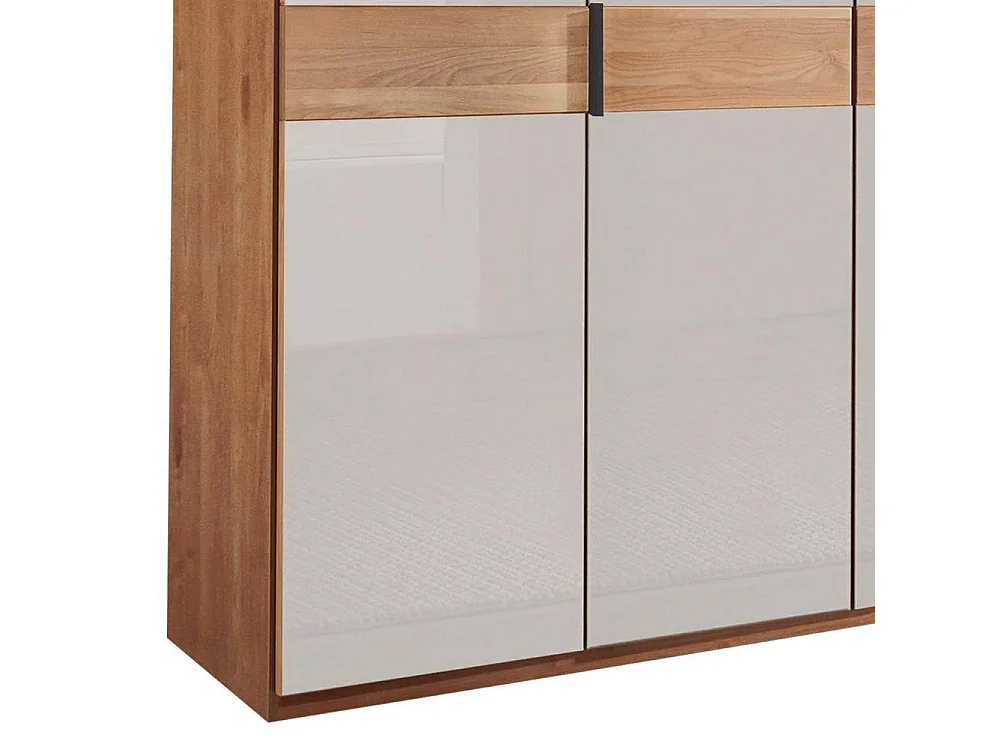 Kleiderschrank Glasfront Schrank in Weiß und Erlefarben