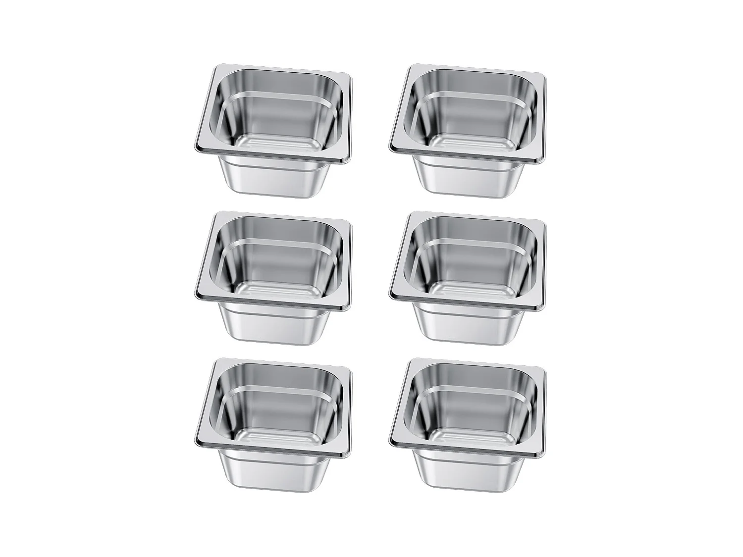 Bac Gastronorme SucceBuy GN 1/6, Récipient de Restauration en Acier Inoxydable 6PCs 1,7 L, Bac Inox Alimentaire Profondeur 10 cm, Anti-adhérent