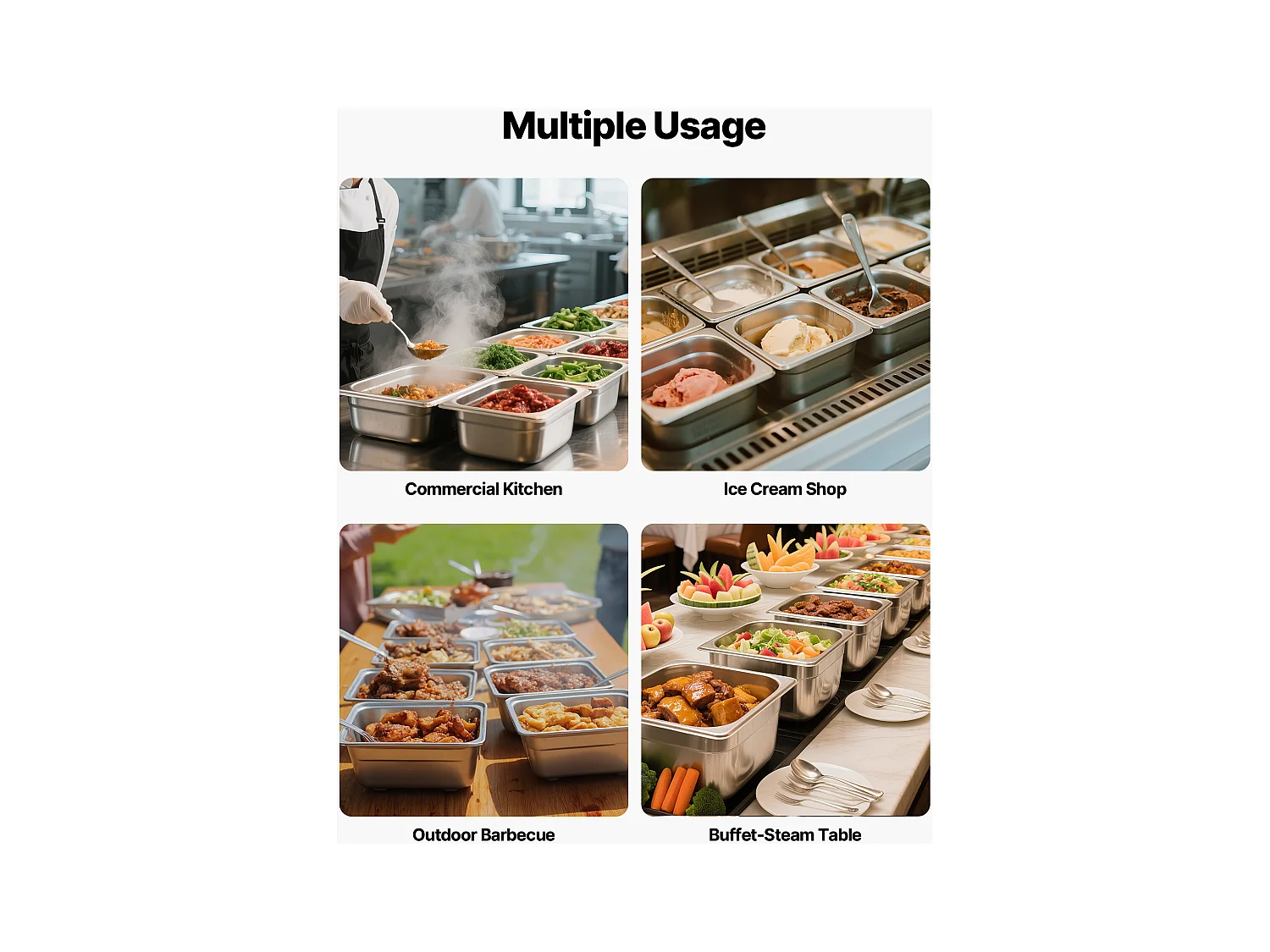 Bac Gastronorme SucceBuy GN 1/6, Récipient de Restauration en Acier Inoxydable 6PCs 1,7 L, Bac Inox Alimentaire Profondeur 10 cm, Anti-adhérent