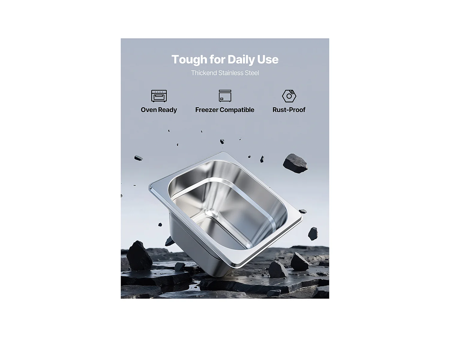 Bac Gastronorme SucceBuy GN 1/6, Récipient de Restauration en Acier Inoxydable 6PCs 1,7 L, Bac Inox Alimentaire Profondeur 10 cm, Anti-adhérent