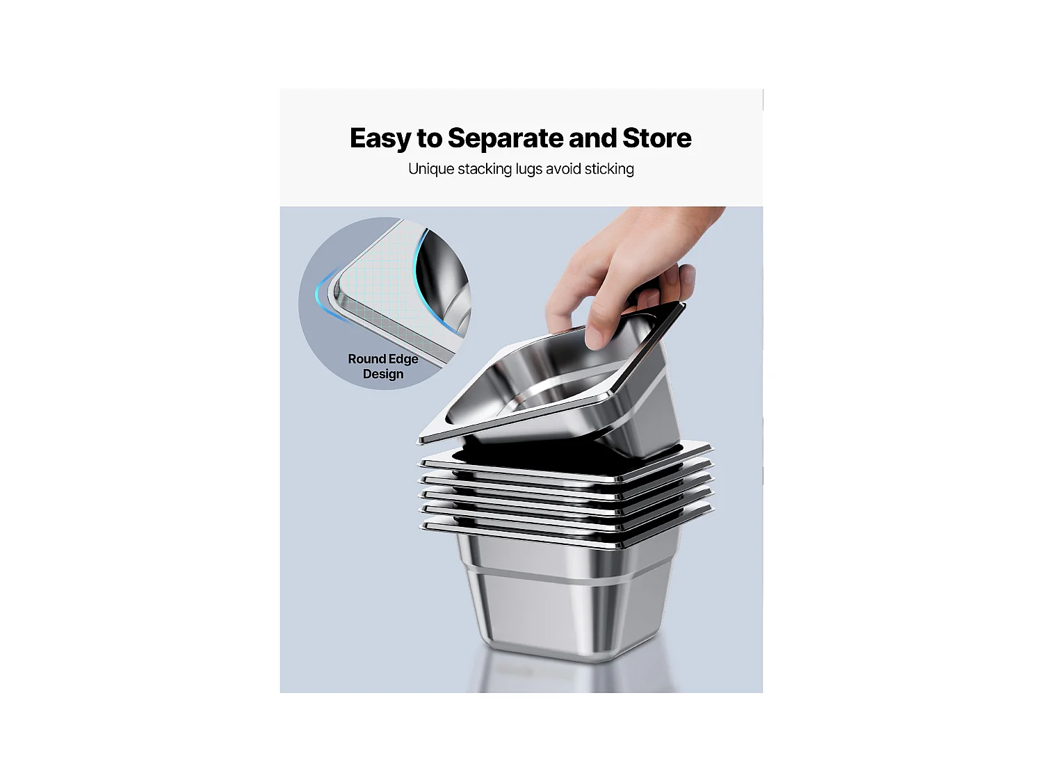 Bac Gastronorme SucceBuy GN 1/6, Récipient de Restauration en Acier Inoxydable 6PCs 1,7 L, Bac Inox Alimentaire Profondeur 10 cm, Anti-adhérent