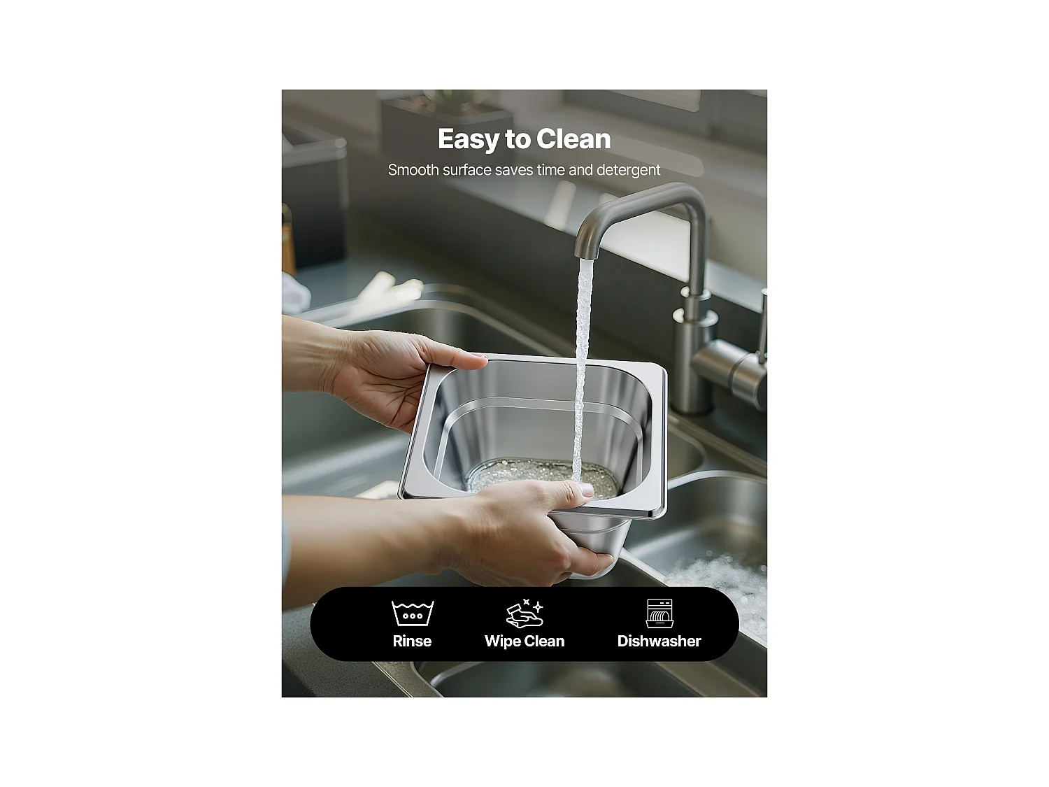 Bac Gastronorme SucceBuy GN 1/6, Récipient de Restauration en Acier Inoxydable 6PCs 1,7 L, Bac Inox Alimentaire Profondeur 10 cm, Anti-adhérent