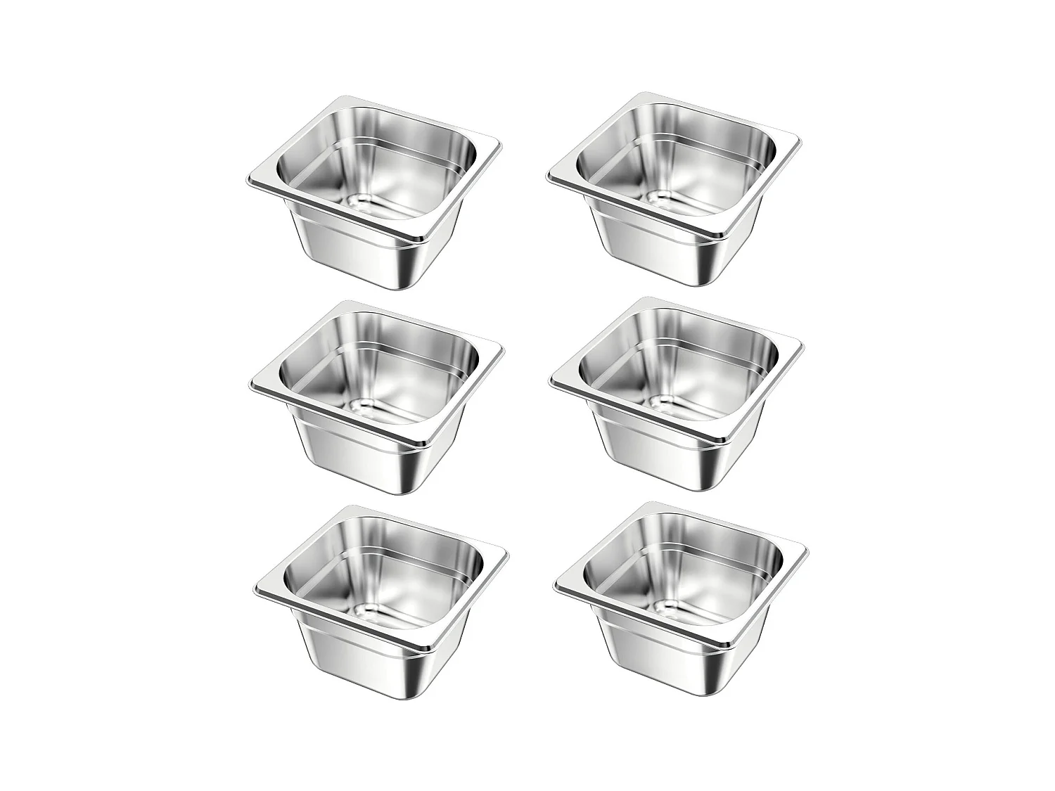 Bac Gastronorme SucceBuy GN 1/6, Récipient de Restauration en Acier Inoxydable 6PCs 1,7 L, Bac Inox Alimentaire Profondeur 10 cm, Anti-adhérent