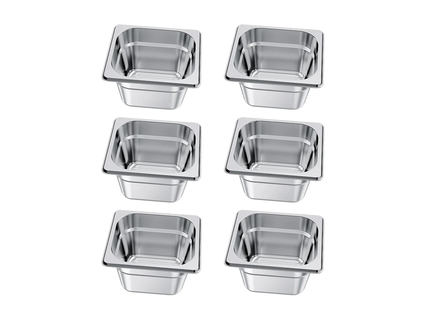 Bac Gastronorme SucceBuy GN 1/6, Récipient de Restauration en Acier Inoxydable 6PCs 1,7 L, Bac Inox Alimentaire Profondeur 10 cm, Anti-adhérent