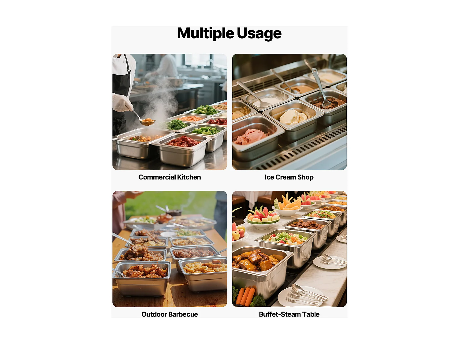 Bac Gastronorme SucceBuy GN 1/6, Récipient de Restauration en Acier Inoxydable 6PCs 1,7 L, Bac Inox Alimentaire Profondeur 10 cm, Anti-adhérent