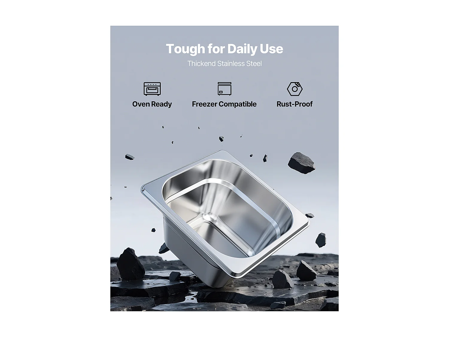 Bac Gastronorme SucceBuy GN 1/6, Récipient de Restauration en Acier Inoxydable 6PCs 1,7 L, Bac Inox Alimentaire Profondeur 10 cm, Anti-adhérent