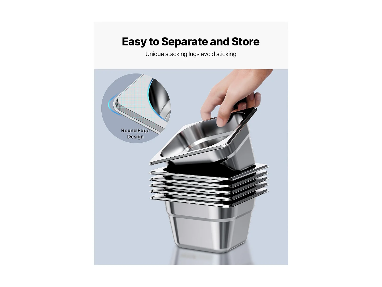 Bac Gastronorme SucceBuy GN 1/6, Récipient de Restauration en Acier Inoxydable 6PCs 1,7 L, Bac Inox Alimentaire Profondeur 10 cm, Anti-adhérent