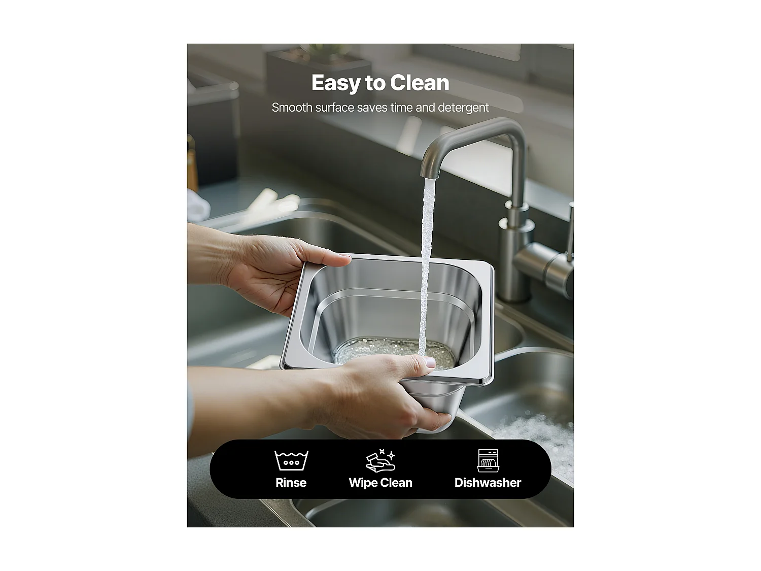 Bac Gastronorme SucceBuy GN 1/6, Récipient de Restauration en Acier Inoxydable 6PCs 1,7 L, Bac Inox Alimentaire Profondeur 10 cm, Anti-adhérent