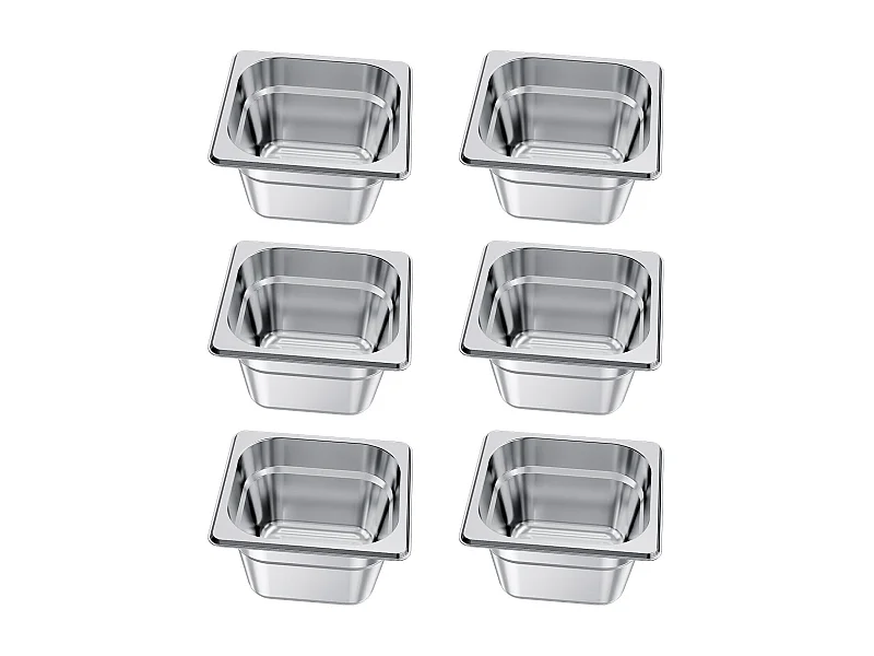 Bac Gastronorme SucceBuy GN 1/6, Récipient de Restauration en Acier Inoxydable 6PCs 1,7 L, Bac Inox Alimentaire Profondeur 10 cm, Anti-adhérent