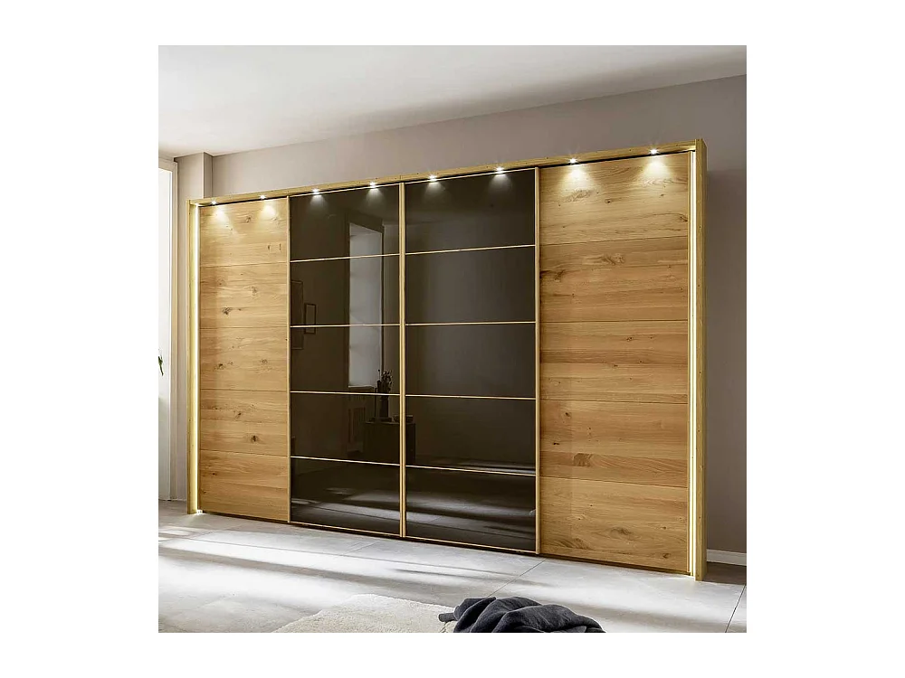 Schiebetürschrank mit Rahmen in Eiche Bianco Dunkelbraun