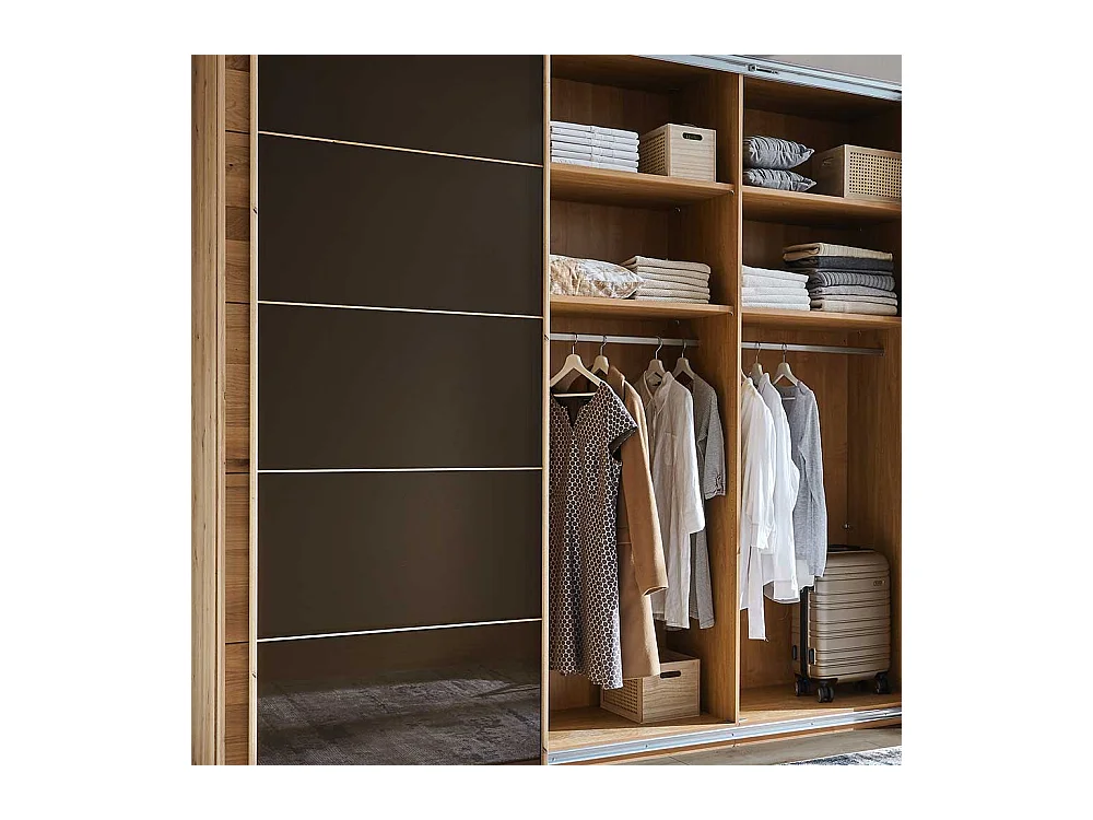 Schiebetürschrank mit Rahmen in Eiche Bianco Dunkelbraun