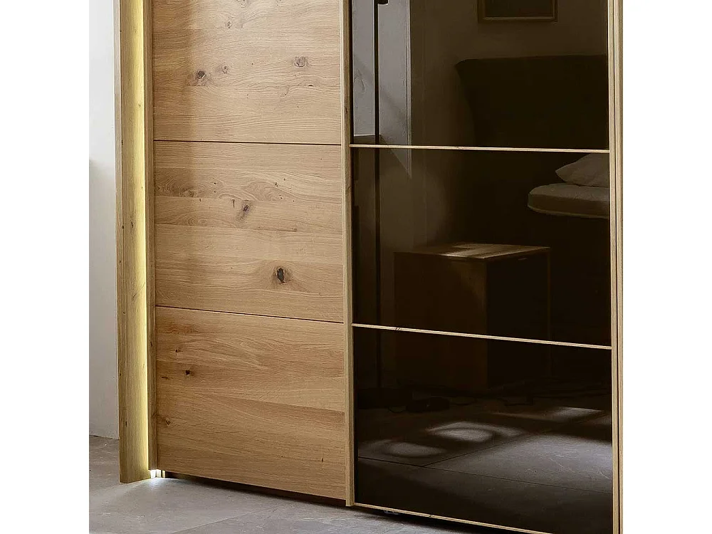 Schiebetürschrank mit Rahmen in Eiche Bianco Dunkelbraun