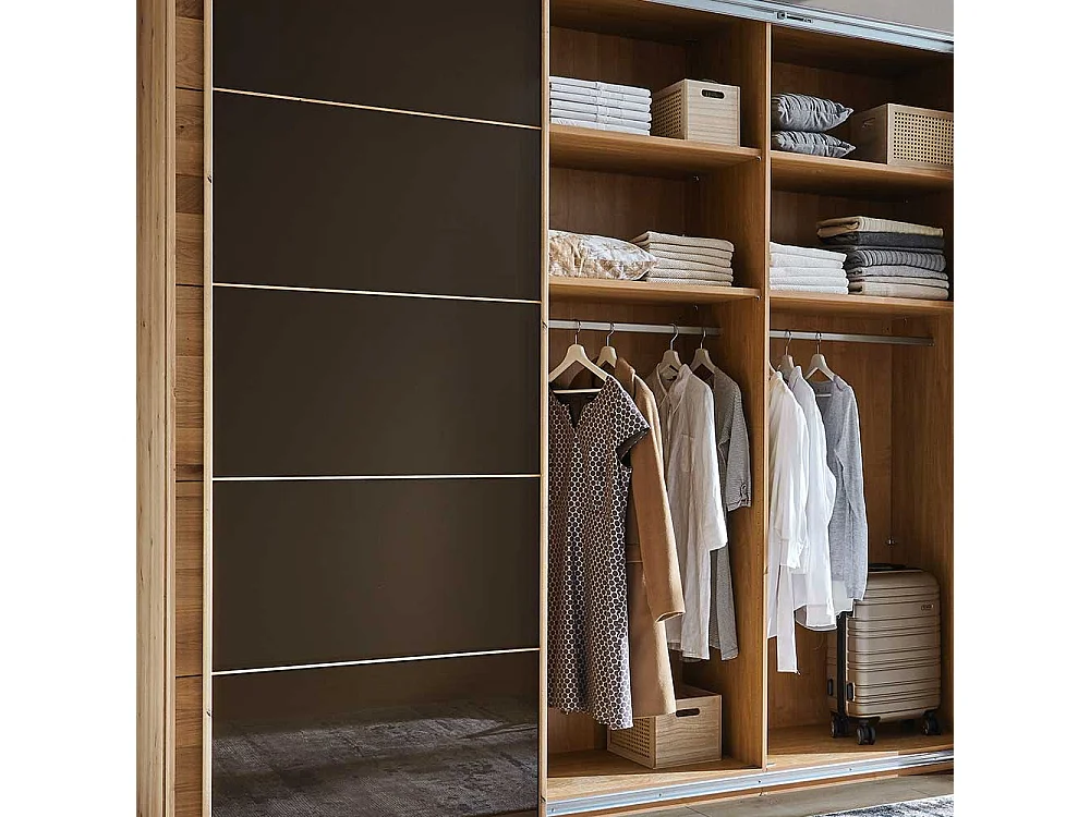 Schiebetürschrank mit Rahmen in Eiche Bianco Dunkelbraun