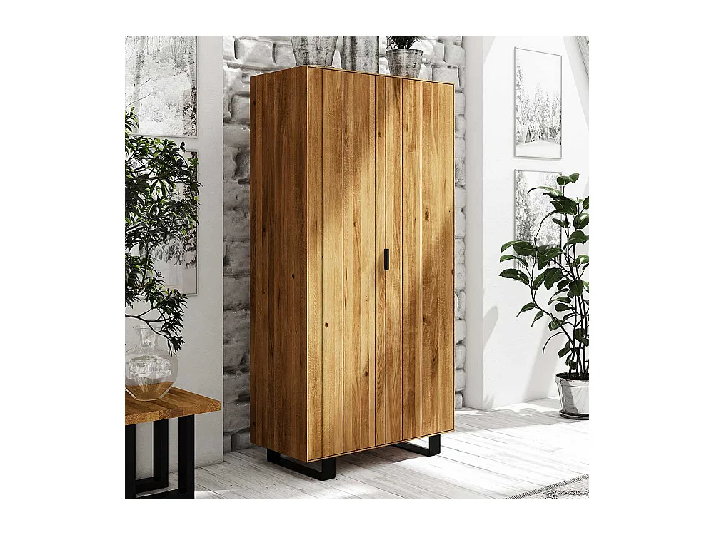 Schlafzimmer Kleiderschrank aus Wildeiche Massivholz Stahl