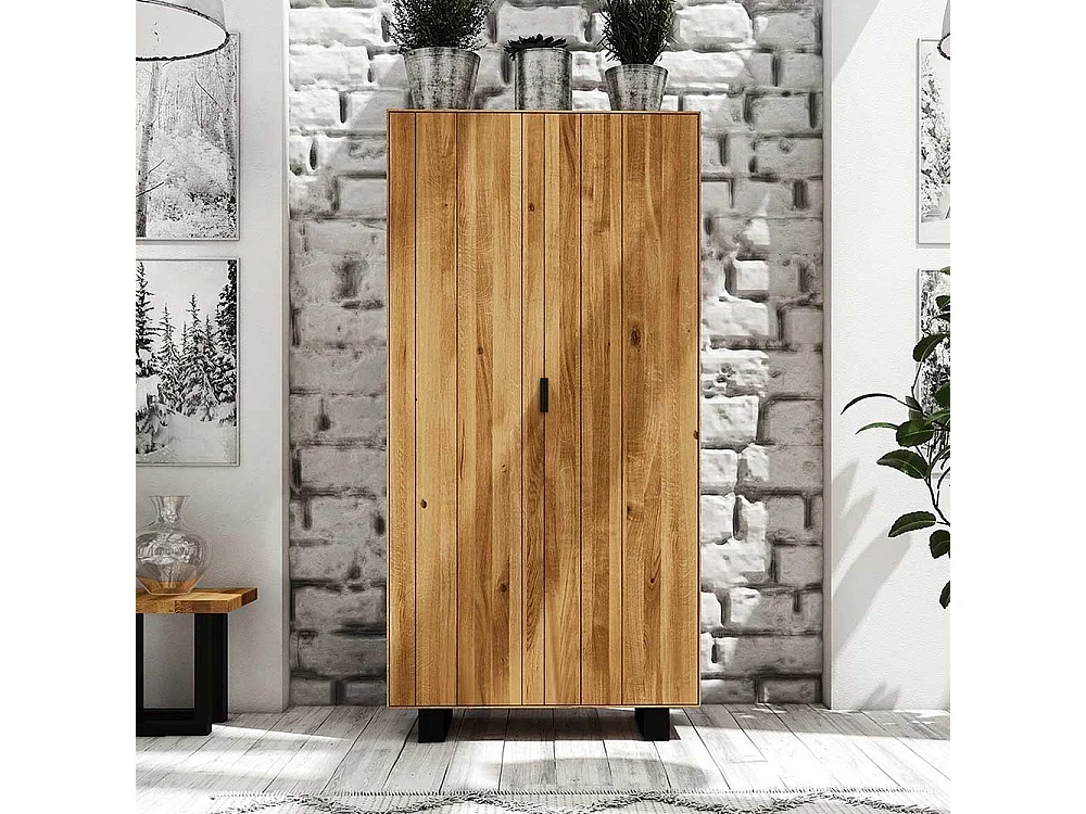 Schlafzimmer Kleiderschrank aus Wildeiche Massivholz Stahl