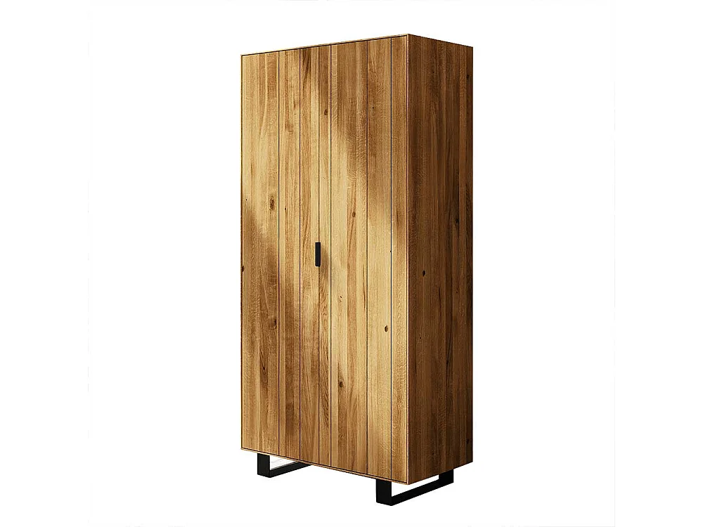 Schlafzimmer Kleiderschrank aus Wildeiche Massivholz Stahl