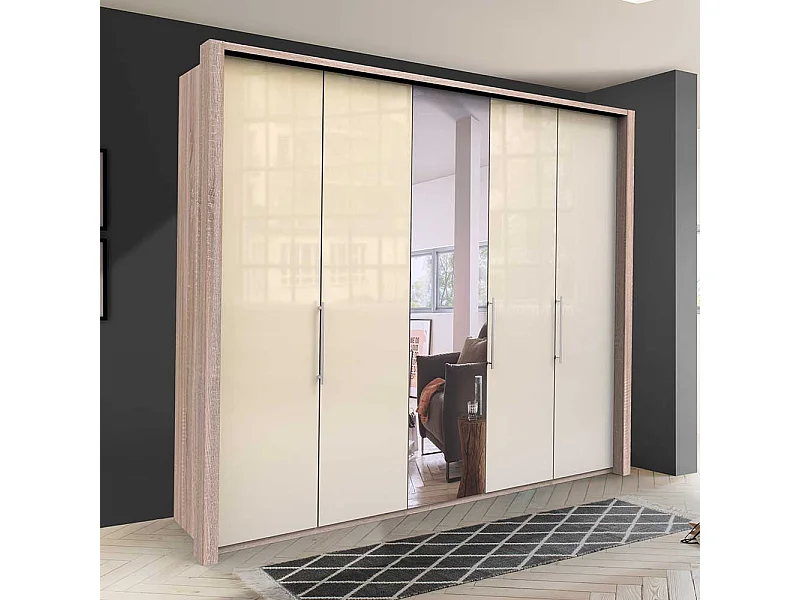 Spiegel Kleiderschrank in Cremefarben Eiche Sägerau