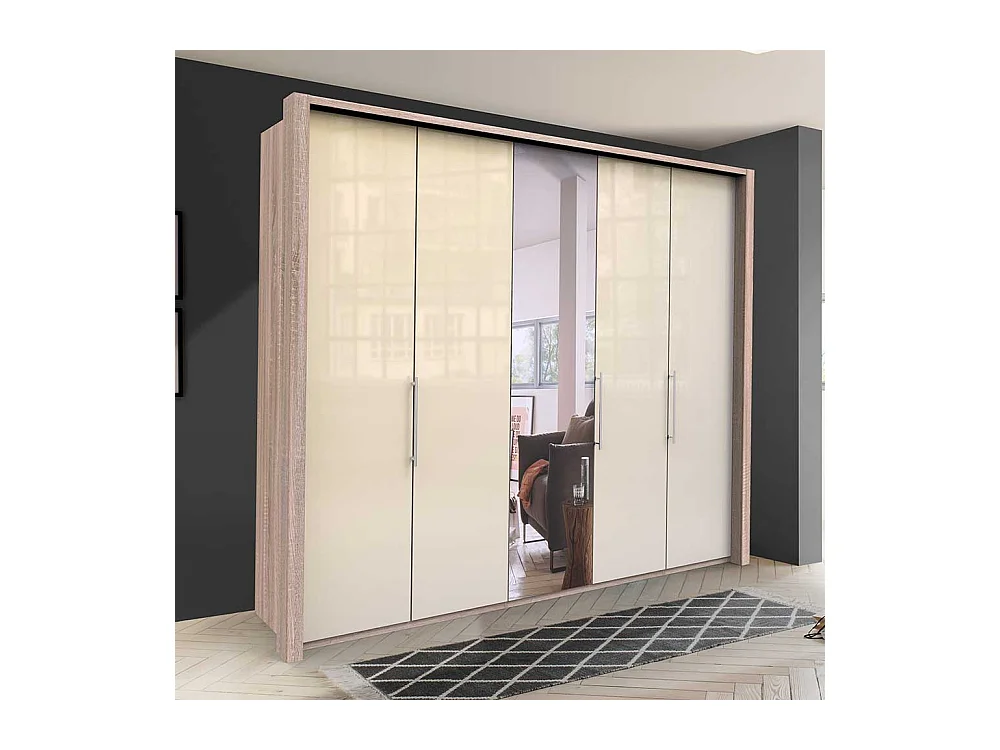 Spiegel Kleiderschrank in Cremefarben Eiche Sägerau