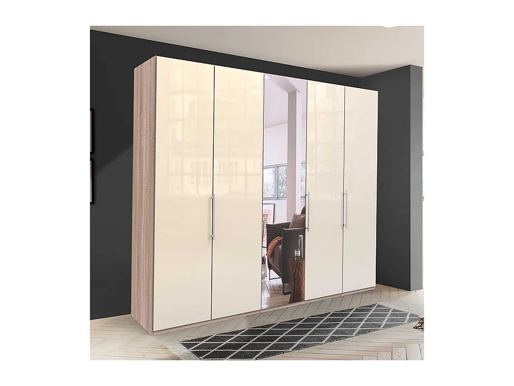 Spiegel Kleiderschrank in Cremefarben Eiche Sägerau