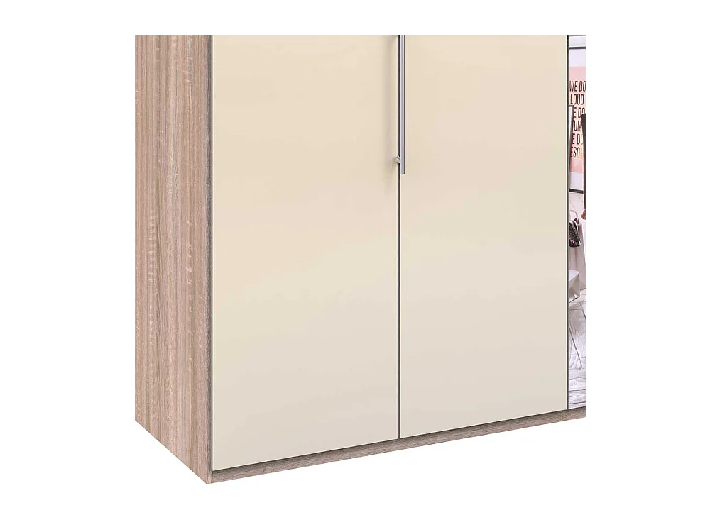 Spiegel Kleiderschrank in Cremefarben Eiche Sägerau