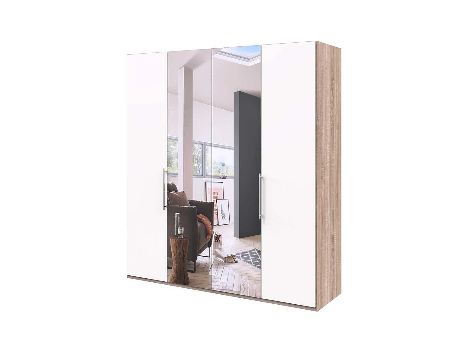 Moderner Schlafzimmerschrank mit Falttüren und Spiegel Made in Germany