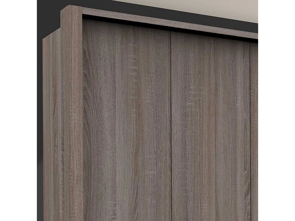 Gleittüren Kleiderschrank in Eiche Trüffelfarben neun Schubladen