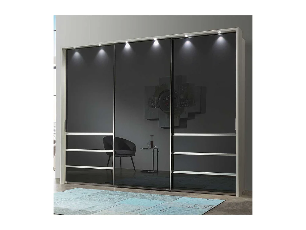 Schiebetürenschrank in Anthrazit und Weiß Glas beschichtet