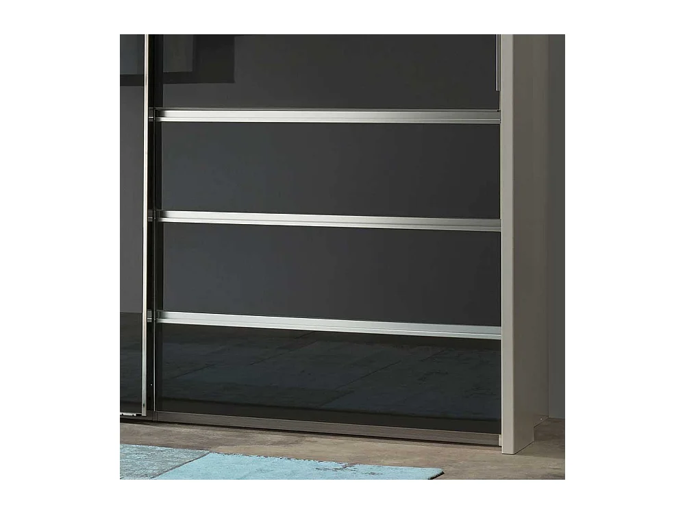 Schiebetürenschrank in Anthrazit und Weiß Glas beschichtet