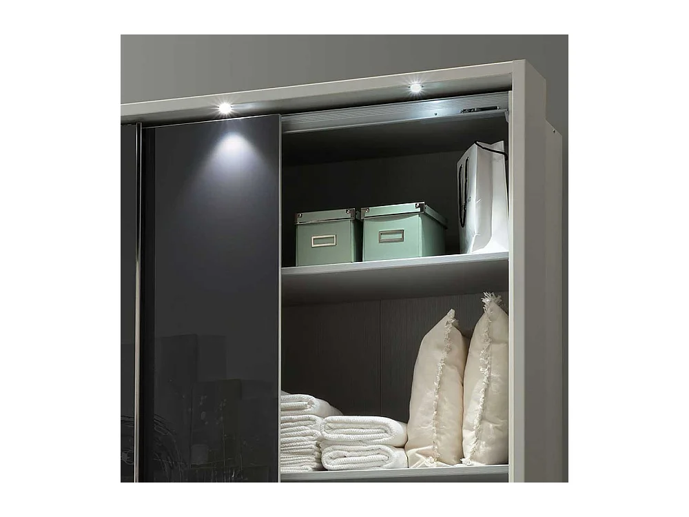 Schiebetürenschrank in Anthrazit und Weiß Glas beschichtet