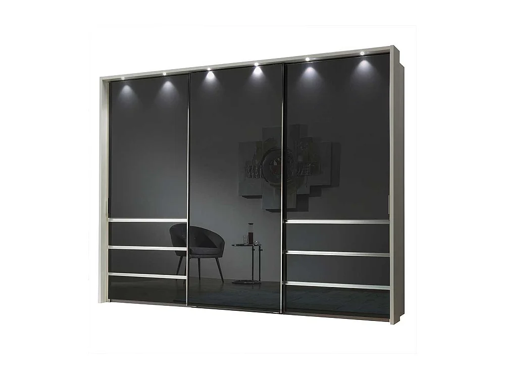 Schiebetürenschrank in Anthrazit und Weiß Glas beschichtet